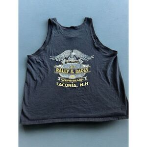 Vintage 1999 Laconia, NH Rally & Races Motorcycle Black Tank Shirt Size XL